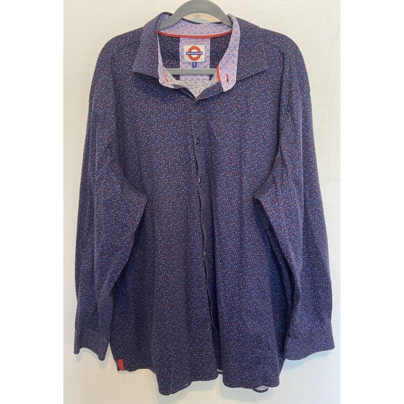 Jermyn & Bond Dark Purple Dress Shirt Button Up Speckle Print Sz 3XL 100% Cotton - Picture 1 of 8